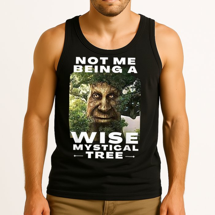 Wise Mystical Tree Face Old Mythical Oak Tree Funny Meme Tank Top