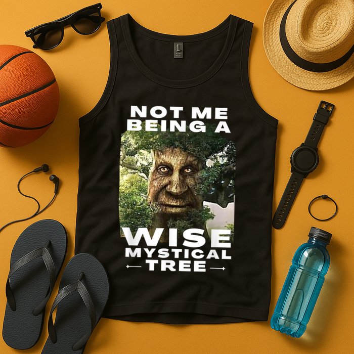 Wise Mystical Tree Face Old Mythical Oak Tree Funny Meme Tank Top