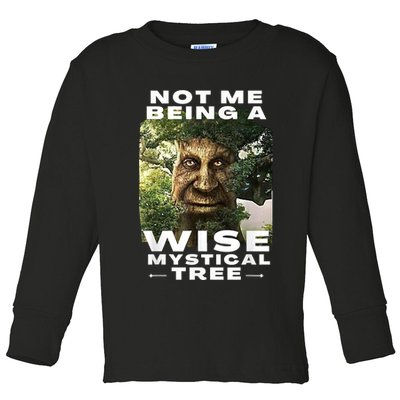 Wise Mystical Tree Face Old Mythical Oak Tree Funny Meme Toddler Long Sleeve Shirt