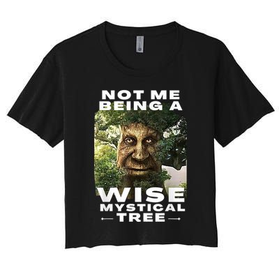 Wise Mystical Tree Face Old Mythical Oak Tree Funny Meme Crop Top