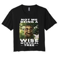 Wise Mystical Tree Face Old Mythical Oak Tree Funny Meme Crop Top