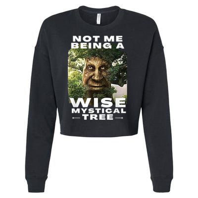 Wise Mystical Tree Face Old Mythical Oak Tree Funny Meme Cropped Pullover Crew