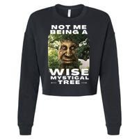 Wise Mystical Tree Face Old Mythical Oak Tree Funny Meme Cropped Pullover Crew