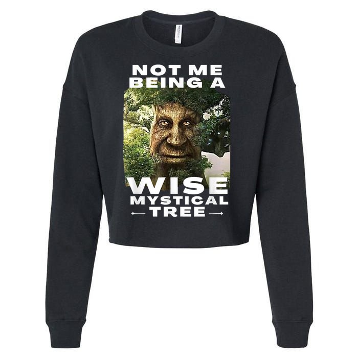 Wise Mystical Tree Face Old Mythical Oak Tree Funny Meme Cropped Pullover Crew