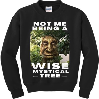 Wise Mystical Tree Face Old Mythical Oak Tree Funny Meme Kids Sweatshirt