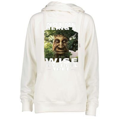 Wise Mystical Tree Face Old Mythical Oak Tree Funny Meme Womens Funnel Neck Pullover Hood