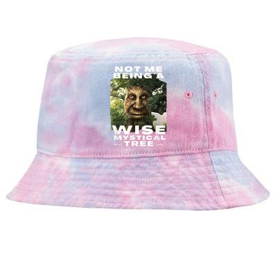 Wise Mystical Tree Face Old Mythical Oak Tree Funny Meme Tie-Dyed Bucket Hat