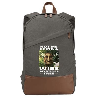 Wise Mystical Tree Face Old Mythical Oak Tree Funny Meme Cotton Canvas Backpack