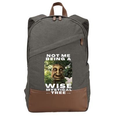 Wise Mystical Tree Face Old Mythical Oak Tree Funny Meme Cotton Canvas Backpack