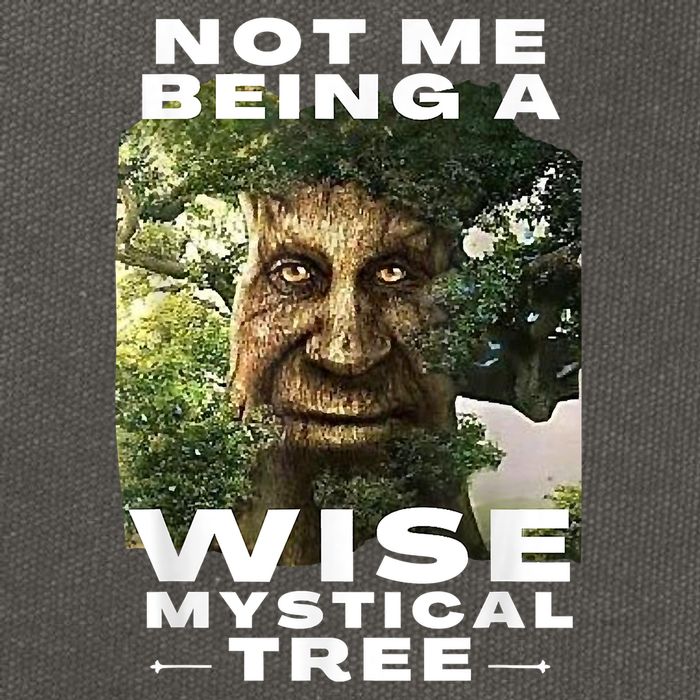 Wise Mystical Tree Face Old Mythical Oak Tree Funny Meme Cotton Canvas Backpack