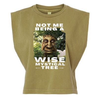 Wise Mystical Tree Face Old Mythical Oak Tree Funny Meme Garment-Dyed Women's Muscle Tee
