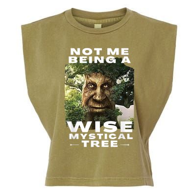 Wise Mystical Tree Face Old Mythical Oak Tree Funny Meme Garment-Dyed Women's Muscle Tee