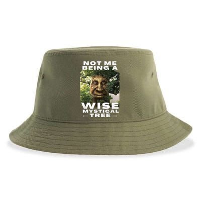 Wise Mystical Tree Face Old Mythical Oak Tree Funny Meme Sustainable Bucket Hat