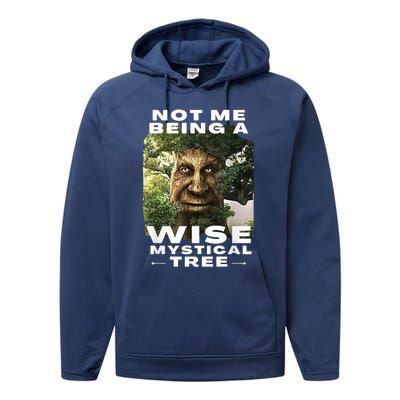 Wise Mystical Tree Face Old Mythical Oak Tree Funny Meme Performance Fleece Hoodie