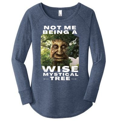 Wise Mystical Tree Face Old Mythical Oak Tree Funny Meme Women's Perfect Tri Tunic Long Sleeve Shirt