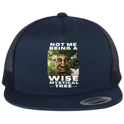 Wise Mystical Tree Face Old Mythical Oak Tree Funny Meme Flat Bill Trucker Hat