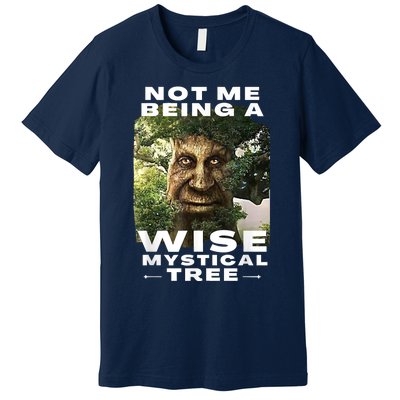 Wise Mystical Tree Face Old Mythical Oak Tree Funny Meme Premium T-Shirt