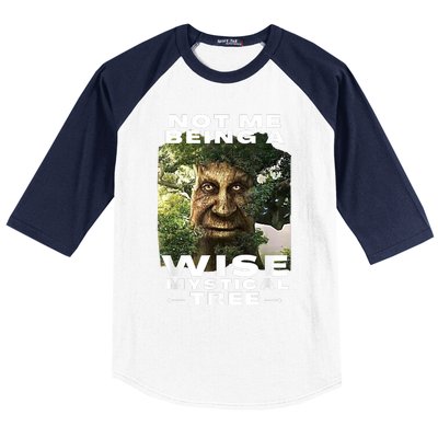 Wise Mystical Tree Face Old Mythical Oak Tree Funny Meme Baseball Sleeve Shirt