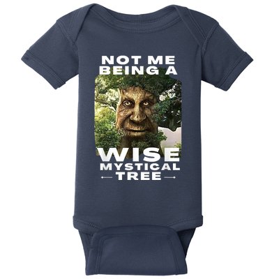 Wise Mystical Tree Face Old Mythical Oak Tree Funny Meme Baby Bodysuit