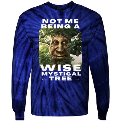 Wise Mystical Tree Face Old Mythical Oak Tree Funny Meme Tie-Dye Long Sleeve Shirt