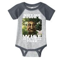 Wise Mystical Tree Face Old Mythical Oak Tree Funny Meme Infant Baby Jersey Bodysuit