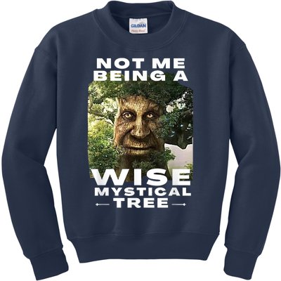 Wise Mystical Tree Face Old Mythical Oak Tree Funny Meme Kids Sweatshirt