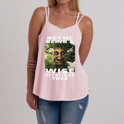 Wise Mystical Tree Face Old Mythical Oak Tree Funny Meme Women's Strappy Tank