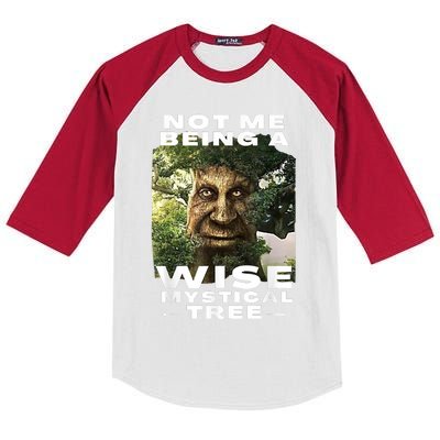 Wise Mystical Tree Face Old Mythical Oak Tree Funny Meme Kids Colorblock Raglan Jersey