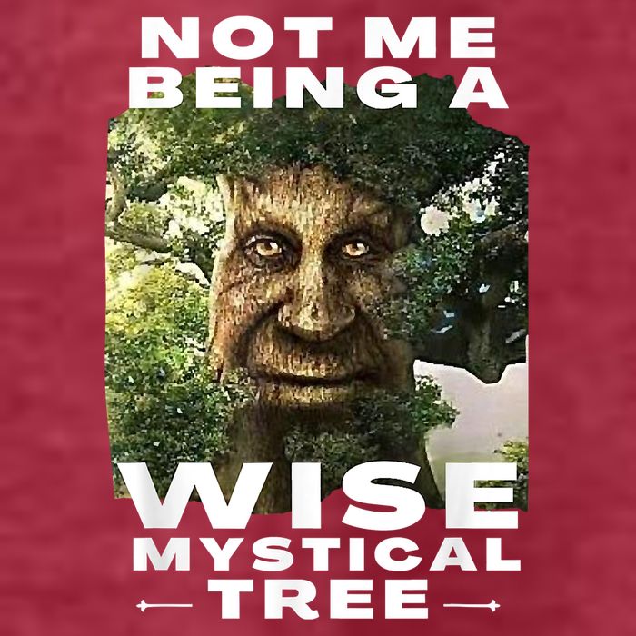 Wise Mystical Tree Face Old Mythical Oak Tree Funny Meme T-Shirt