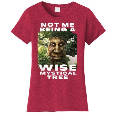 Wise Mystical Tree Face Old Mythical Oak Tree Funny Meme Women's T-Shirt