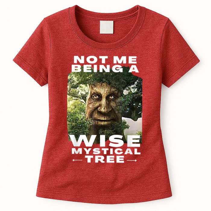 Wise Mystical Tree Face Old Mythical Oak Tree Funny Meme Womens T-Shirt