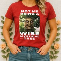 Wise Mystical Tree Face Old Mythical Oak Tree Funny Meme Womens T-Shirt