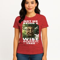 Wise Mystical Tree Face Old Mythical Oak Tree Funny Meme Womens T-Shirt