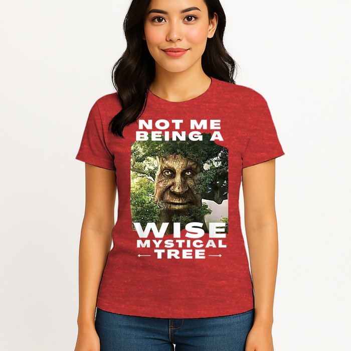 Wise Mystical Tree Face Old Mythical Oak Tree Funny Meme Womens T-Shirt