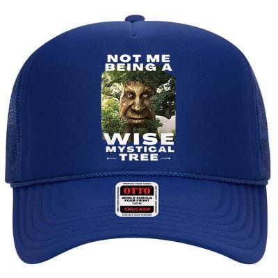 Wise Mystical Tree Face Old Mythical Oak Tree Funny Meme High Crown Mesh Back Trucker Hat