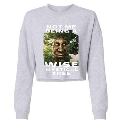 Wise Mystical Tree Face Old Mythical Oak Tree Funny Meme Cropped Pullover Crew