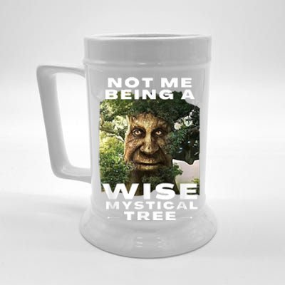 Wise Mystical Tree Face Old Mythical Oak Tree Funny Meme Beer Stein