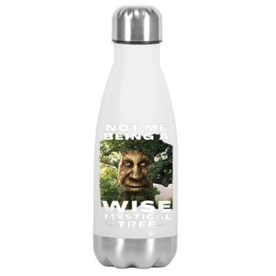 Wise Mystical Tree Face Old Mythical Oak Tree Funny Meme Stainless Steel Insulated Water Bottle