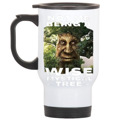 Wise Mystical Tree Face Old Mythical Oak Tree Funny Meme Stainless Steel Travel Mug