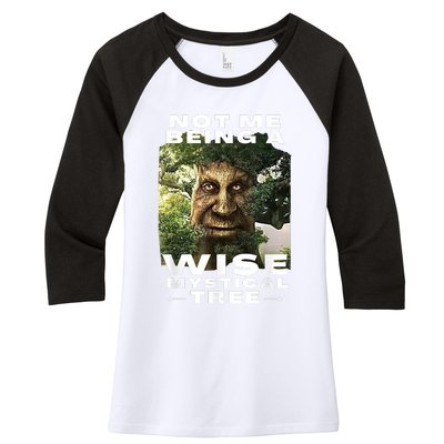 Wise Mystical Tree Face Old Mythical Oak Tree Funny Meme Women's Tri-Blend 3/4-Sleeve Raglan Shirt