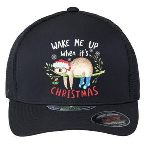 Wake Me Up Christmas Outfit Christmas Gift Sloth Gift Flexfit Unipanel Trucker Cap