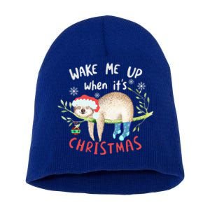 Wake Me Up Christmas Outfit Christmas Gift Sloth Gift Short Acrylic Beanie