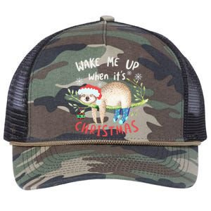 Wake Me Up Christmas Outfit Christmas Gift Sloth Gift Retro Rope Trucker Hat Cap