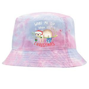 Wake Me Up Christmas Outfit Christmas Gift Sloth Gift Tie-Dyed Bucket Hat