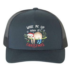 Wake Me Up Christmas Outfit Christmas Gift Sloth Gift Yupoong Adult 5-Panel Trucker Hat