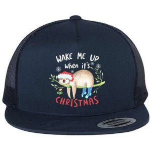 Wake Me Up Christmas Outfit Christmas Gift Sloth Gift Flat Bill Trucker Hat