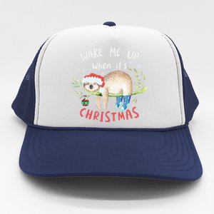 Wake Me Up Christmas Outfit Christmas Gift Sloth Gift Trucker Hat