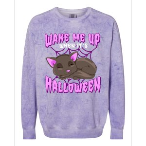 Wake Me Up When It's Halloween Black Cat Gift Colorblast Crewneck Sweatshirt