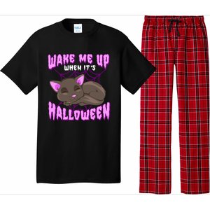 Wake Me Up When It's Halloween Black Cat Gift Pajama Set