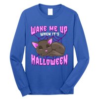 Wake Me Up When It's Halloween Black Cat Gift Long Sleeve Shirt